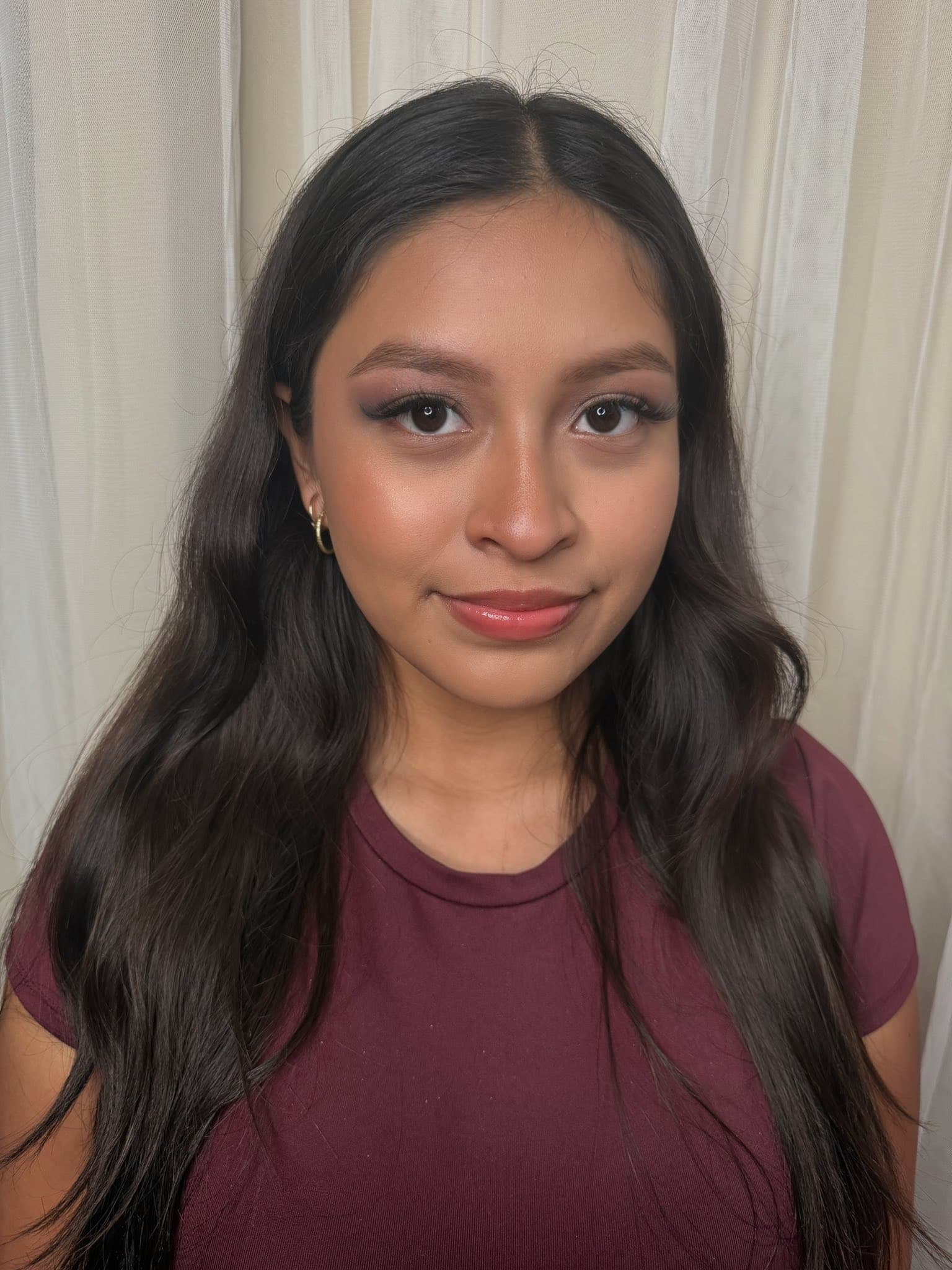 Quinceañera client with soft-glam lash extensions, photographed in the Myrtle Beach studio
